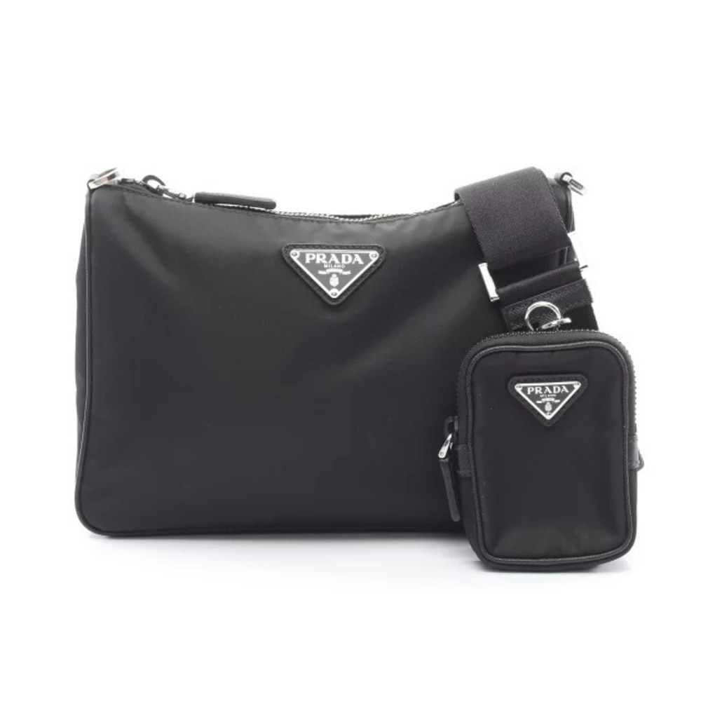 Prada SAFFIANO TRAVEL Shoulder Bag Leather Black